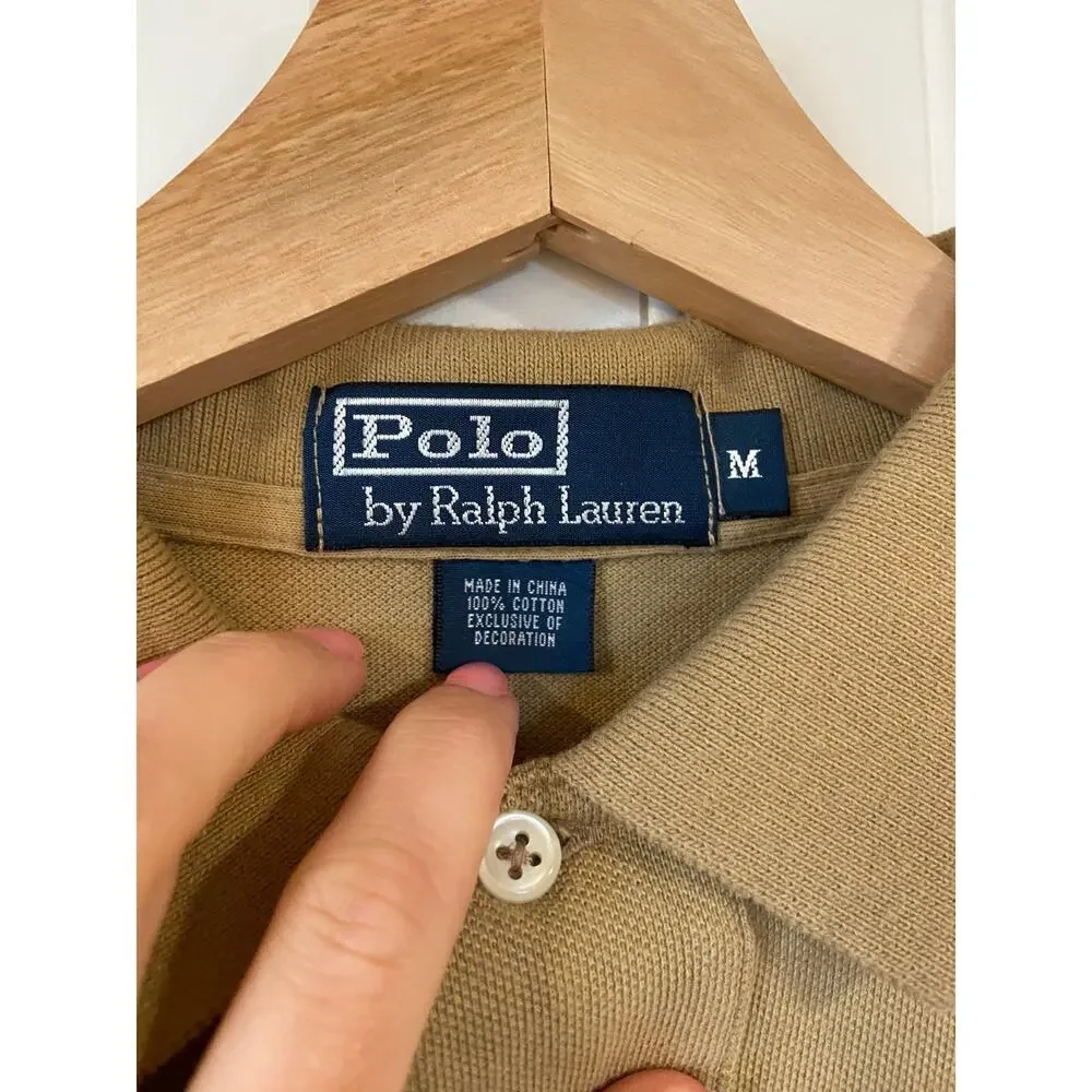 Polo Ralph Lauren Polo Shirt Men's Medium Beige Classic Fit, Vintage